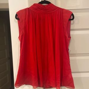 Just Drew sheer 100% silk pleated top